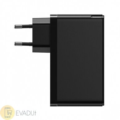 „Baseus GaN2 Pro“ įkroviklis - USB + 2x tipo C - QC 3.0 PD 3.0 120W 5A su C tipo - C tipo kabeliu (juodas) 1